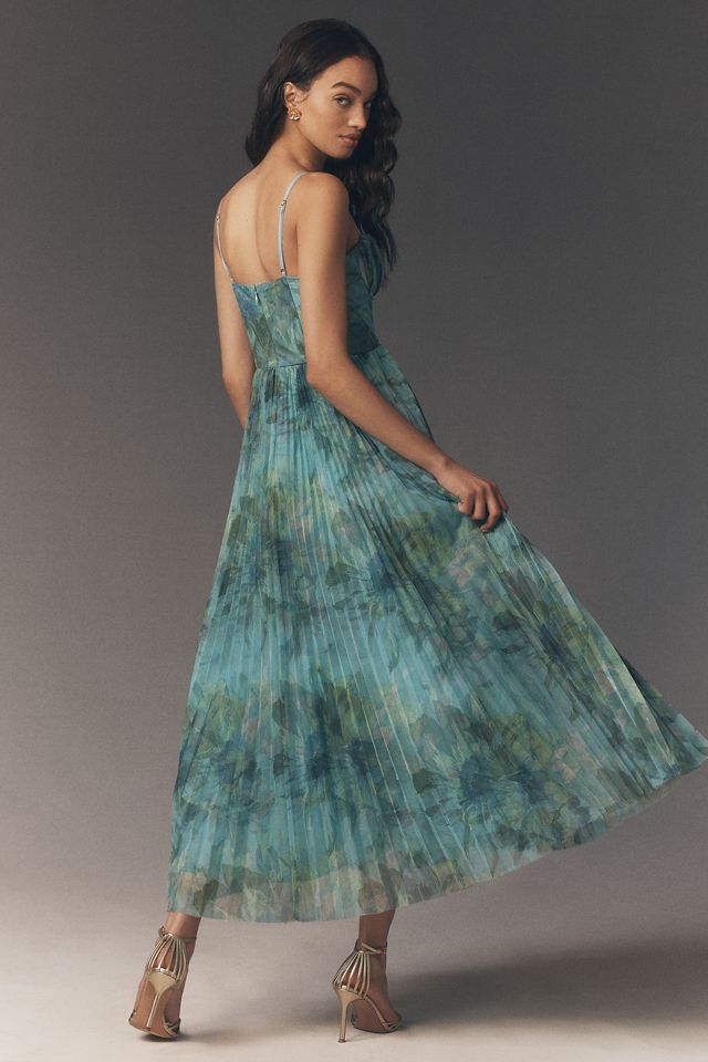 Hutch Amara Corset Pleated Tulle Fit & Flare Midi Dress | Anthropologie