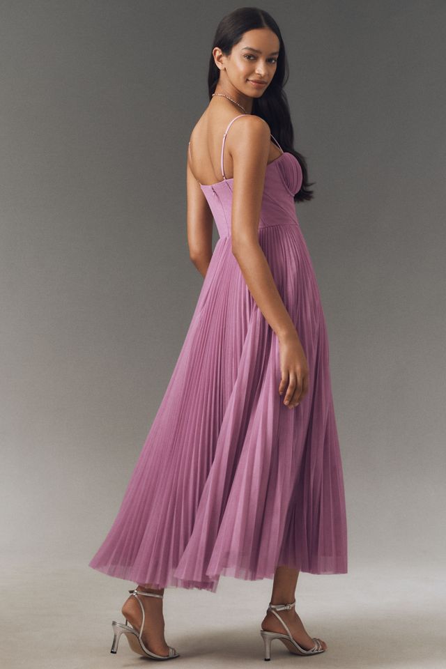 Hutch Amara Corset Pleated Tulle Fit & Flare Midi Dress #1