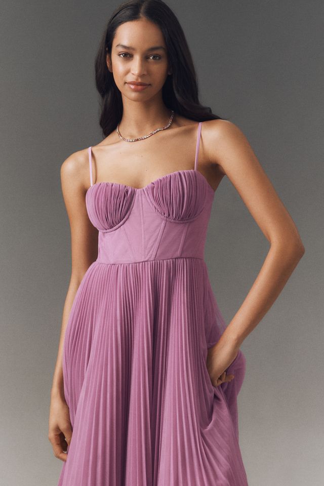 Hutch Amara Corset Pleated Tulle Fit & Flare Midi Dress #2