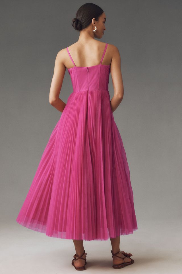 Hutch Amara Corset Pleated Tulle Fit & Flare Midi Dress #1