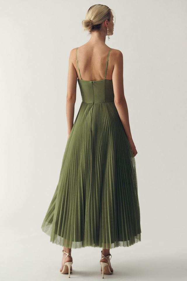 Hutch Amara Bustier Pleated Tulle Fit & Flare Midi Dress