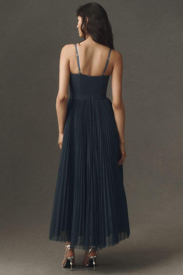 Hutch Amara Corset Pleated Tulle Fit & Flare Midi Dress #2