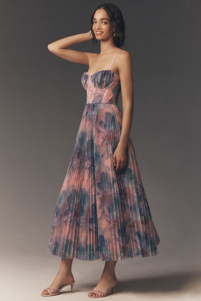hutch corset pleated maxi dress Hutch Pleated Tulle,Corset Bodice,strapless Maxi Dress,sz 6, New