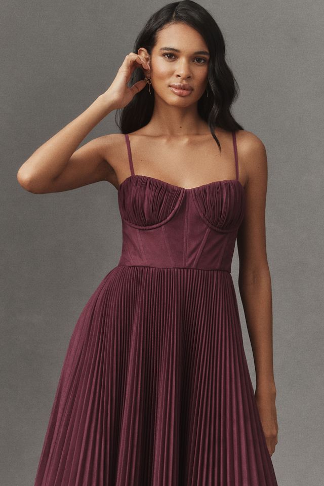Hutch Amara Corset Pleated Tulle Fit & Flare Midi Dress #2