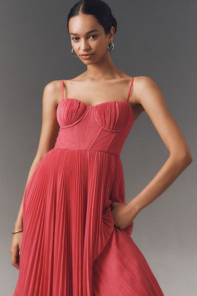 Hutch Amara Corset Pleated Tulle Fit & Flare Midi Dress #2