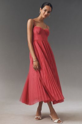 Hutch Amara Corset Pleated Tulle Fit & Flare Midi Dress