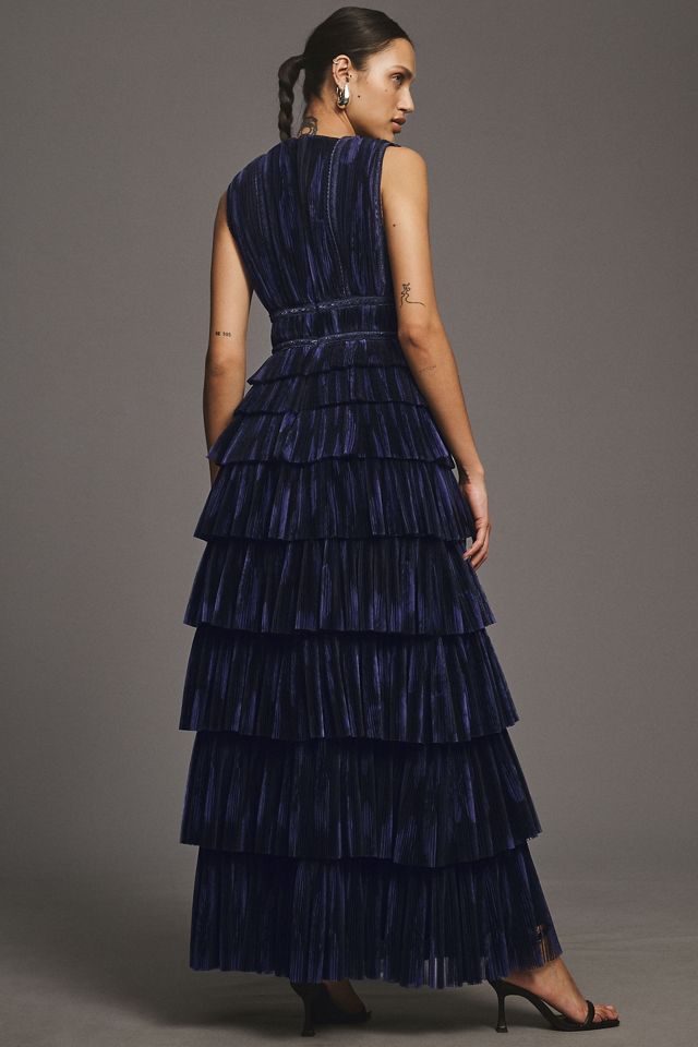 Hutch Charley DeepV Pleated Tiered Maxi Dress Anthropologie