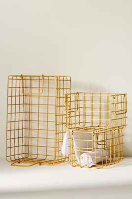 Mustard Made Wire Basket Crates, Set of 3