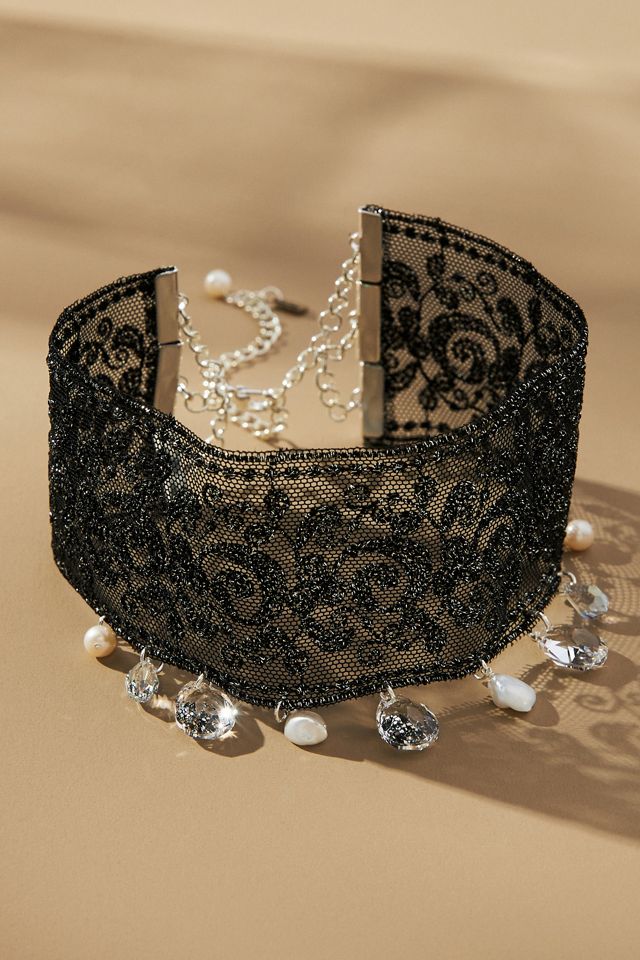 Chan Luu Adelaide Lace Pearl Crystal Choker