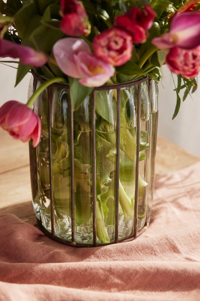 Glass + Iron Cylinder Vase
