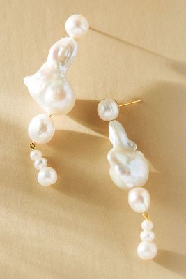 Shop Tai Freshwater Pearl Drop Earrings In Silver