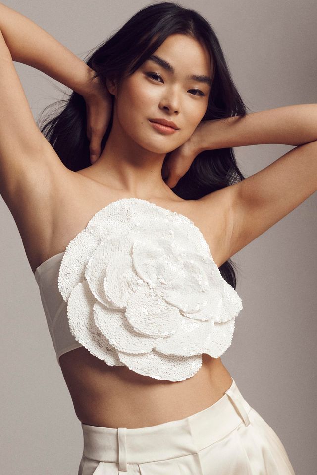 Cynthia Rowley Sequin Flower Bandeau Top #3