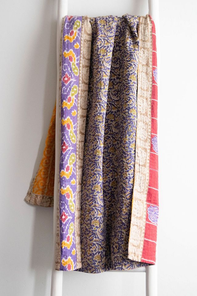 Connected Goods One of a kind Kantha Quilted Throw Blanket No. 06030 AnthroLiving