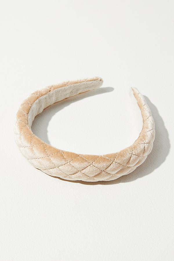 By Anthropologie Quilted Puffy Headband In Beige