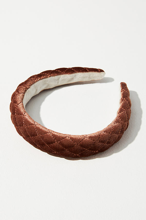 By Anthropologie Quilted Puffy Headband In Brown