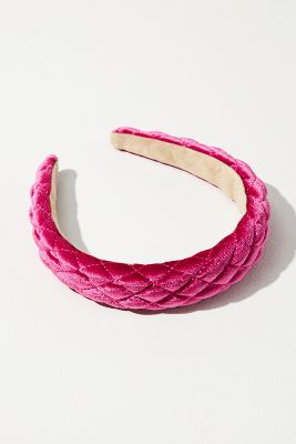 By Anthropologie Quilted Puffy Headband In Pink