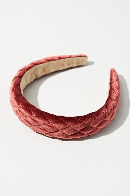 By Anthropologie Quilted Puffy Headband In Orange