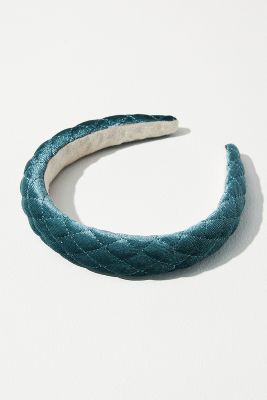 By Anthropologie Quilted Puffy Headband In Blue