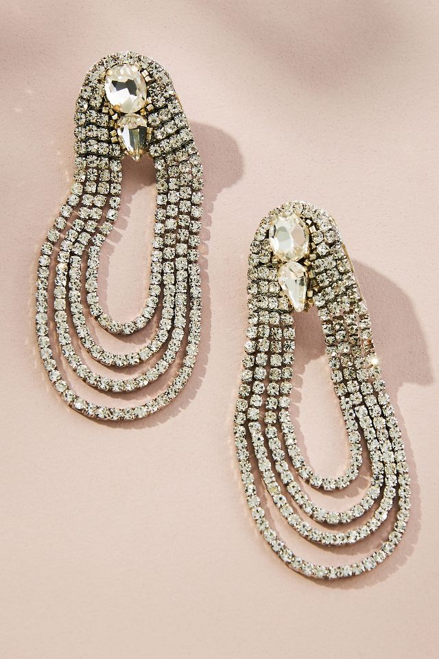 Deepa Gurnani Eliana Crystal Loop Earrings Anthropologie 1057