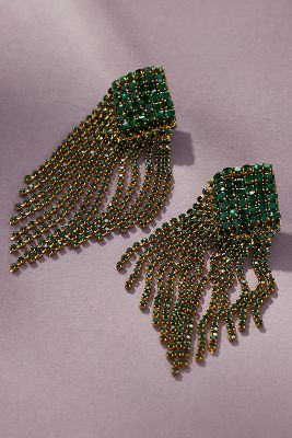 Deepa Niomo Fringe Drop Earrings In Green