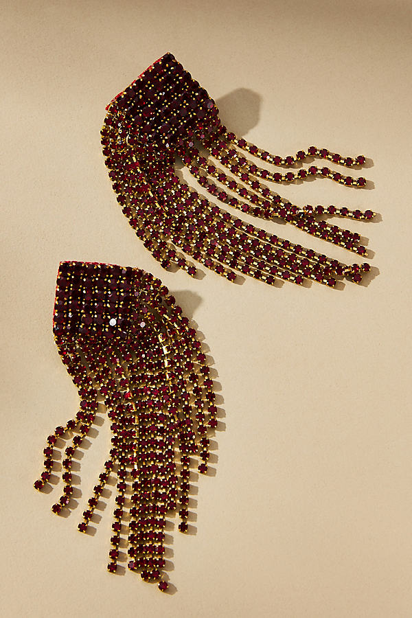 Deepa Niomo Fringe Drop Earrings In Red