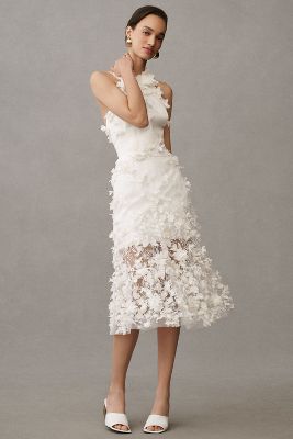 Shop Helsi Camilla Halter 3d Floral Midi Dress In White
