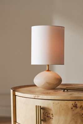 Anthropologie Alabaster Mini Orb Table Lamp