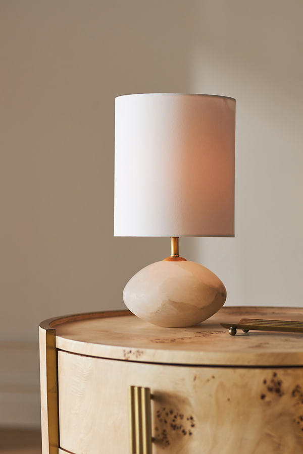 Anthropologie Alabaster Mini Orb Table Lamp In Neutral