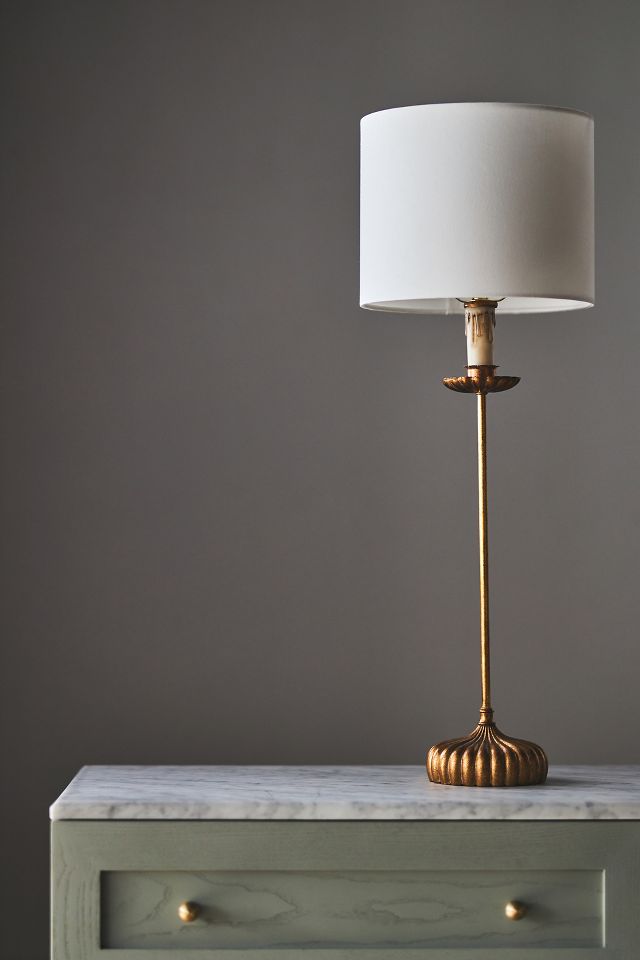 Clove Stem Buffet Table Lamp With Black Shade – Bone & Brass