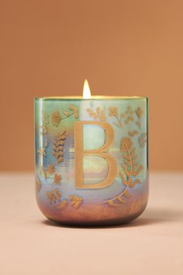 Ombré Monogram Floral Night Gardenia Glass Candle