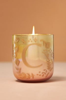 Ombré Monogram Floral Night Gardenia Glass Candle
