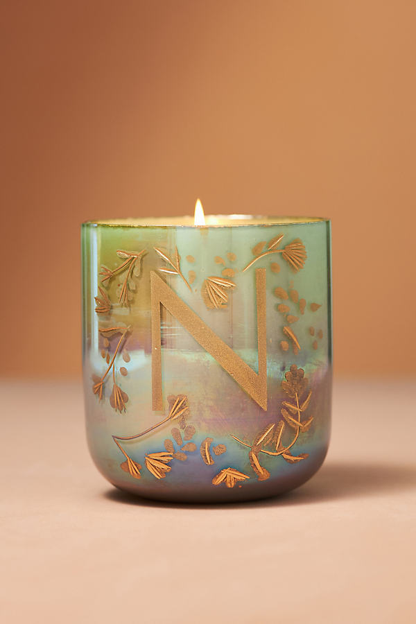 By Anthropologie Floral Night Gardenia Ombre Monogram Candle