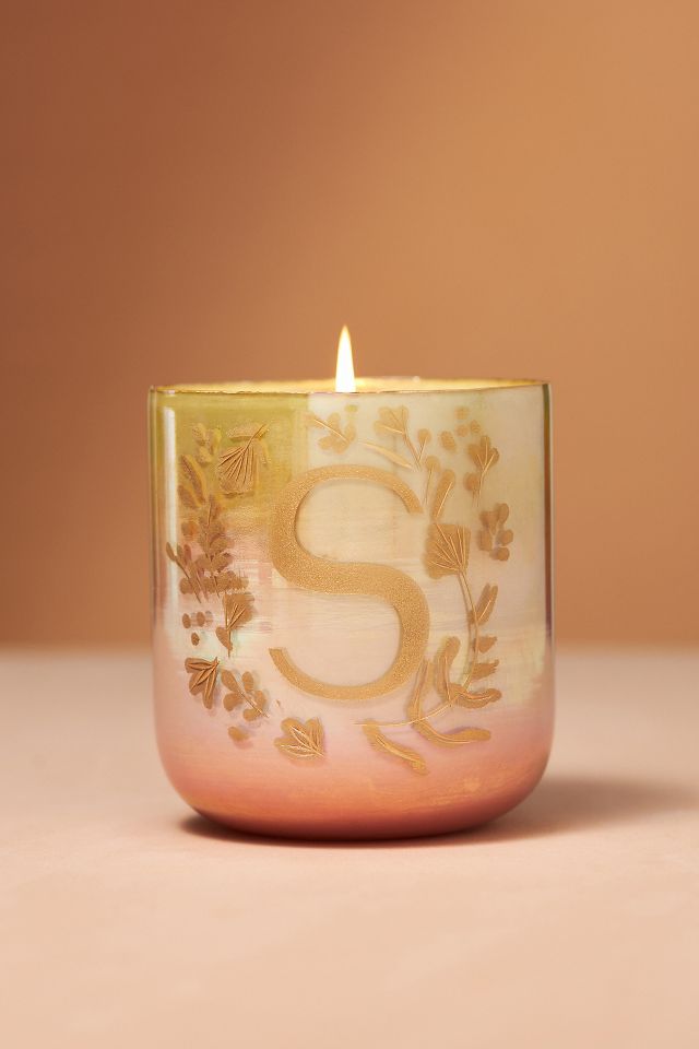 Ombré Monogram Floral Night Gardenia Glass Candle