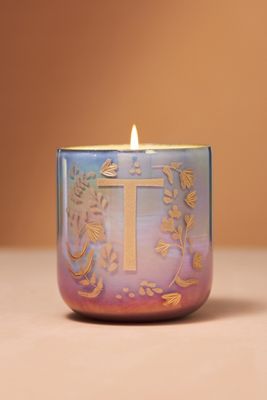 Ombré Monogram Floral Night Gardenia Glass Candle