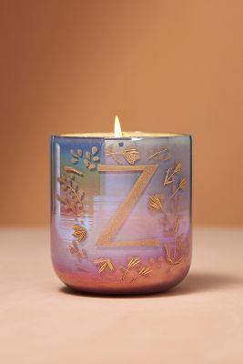 Shop By Anthropologie Ombré Monogram Floral Night Gardenia Glass Candle In Multicolor