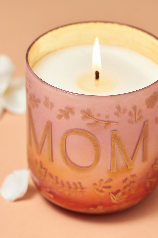 Ombré Monogram "Mom" Floral Night Gardenia Candle #1