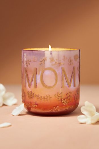 Ombre Monogram "Mom" Floral Night Gardenia Candle
