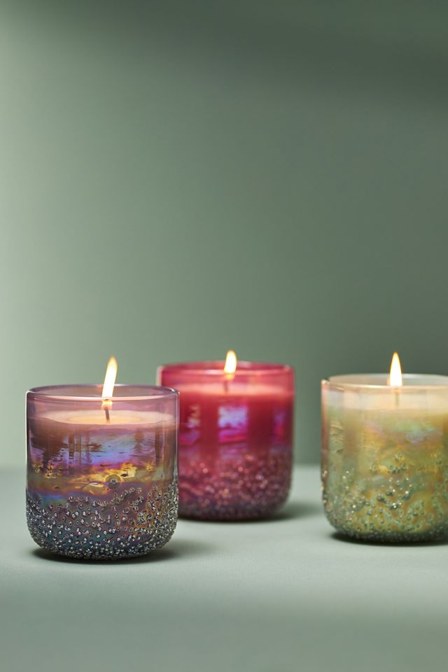 Elea Floral Blue Poppy & Sage Beaded Glass Candle #1