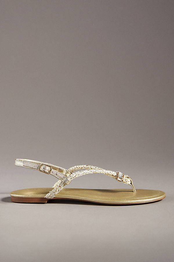 Silent D Rope Thong Sandals In Gold