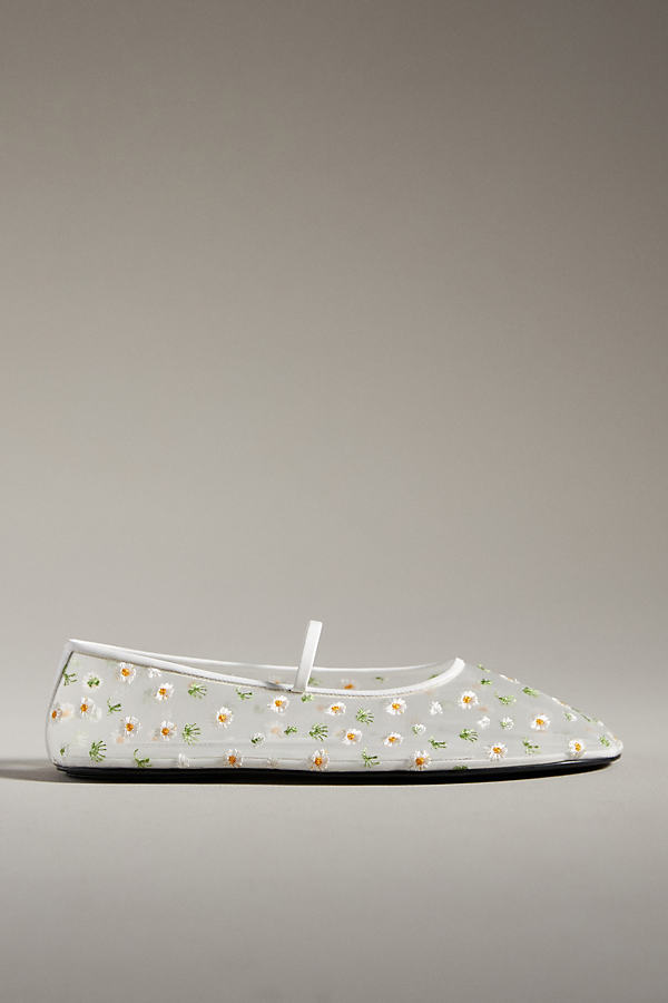 Jeffrey Campbell Floral Mesh Flats In White