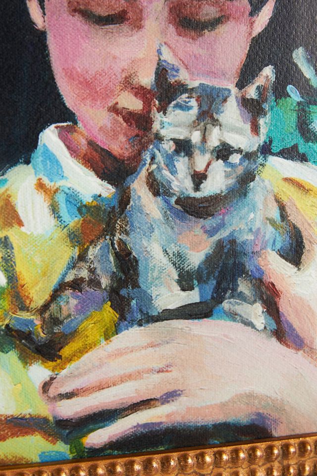 Girl and Cat Wall Art #1