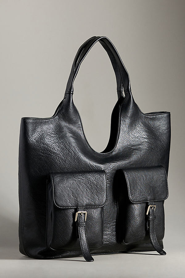 By Anthropologie Royal Buckle Slouchy Tote In Black