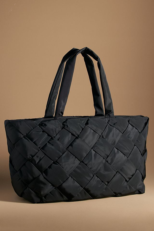 Puffy Woven Nylon Tote by Anthropologie in Black, Women's