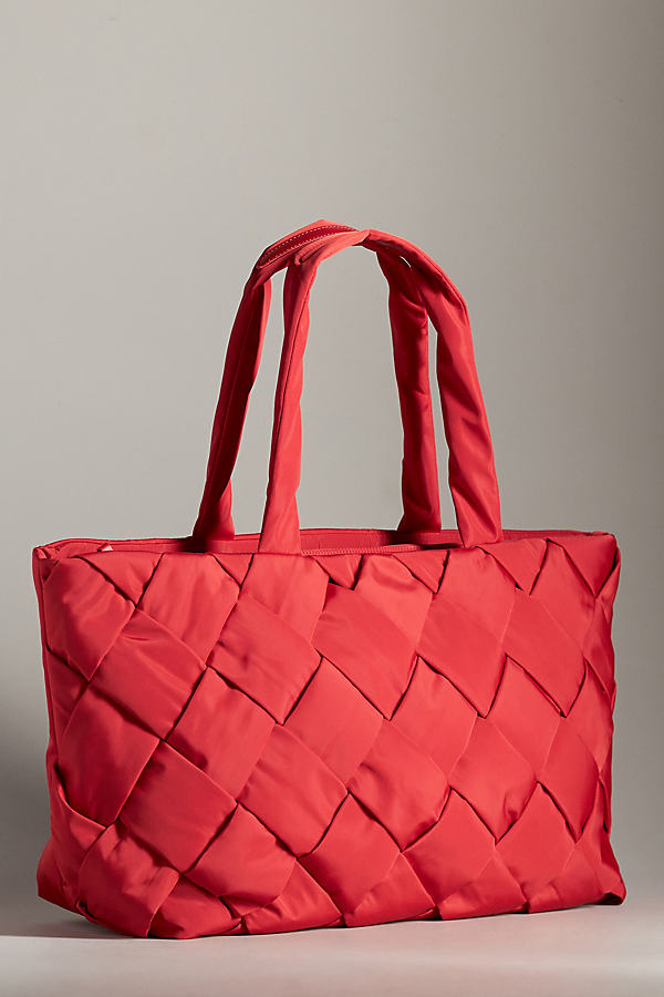 By Anthropologie Puffy Woven Nylon Tote In Red