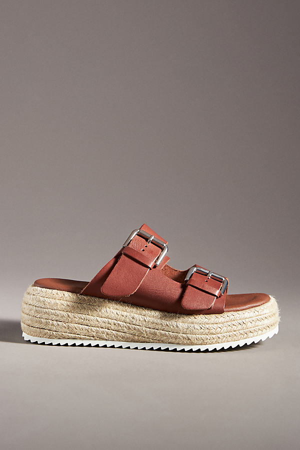 By Anthropologie Double Buckle Platform Sandals In Brown