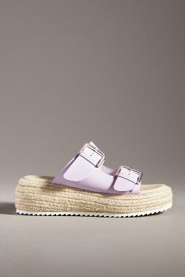By Anthropologie Double Buckle Platform Sandals In Purple