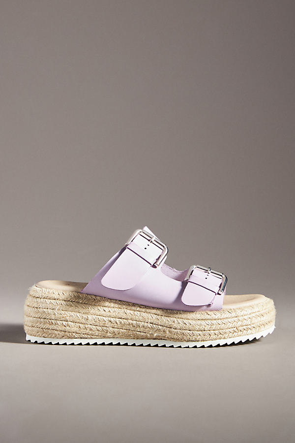 By Anthropologie Double Buckle Platform Sandals In Purple