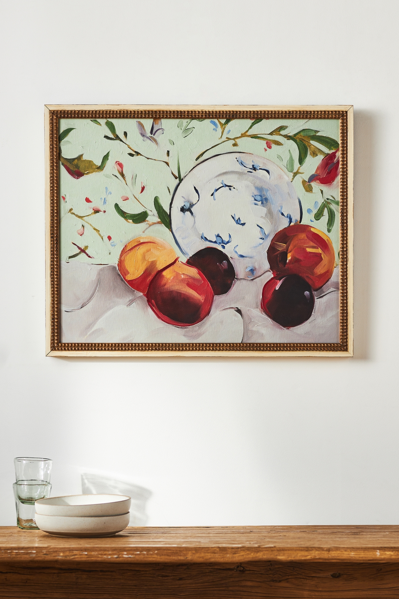 Stone Fruit and Porcelain Plate Wall Art