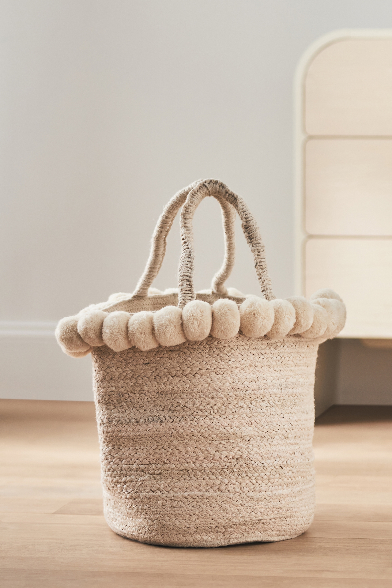 Jute Pom Pom Basket