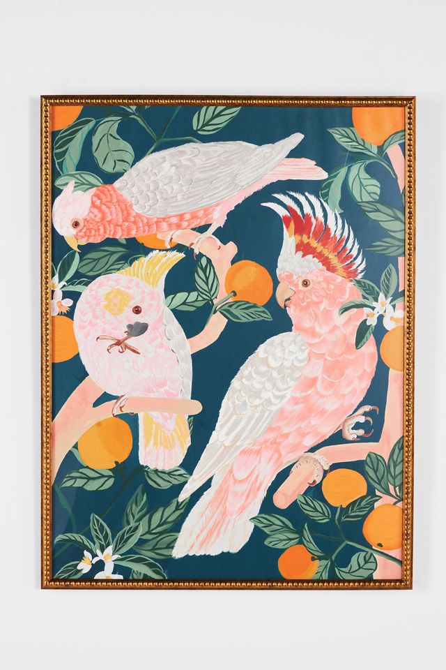 Parrots on Orange Tree Wall Art #1